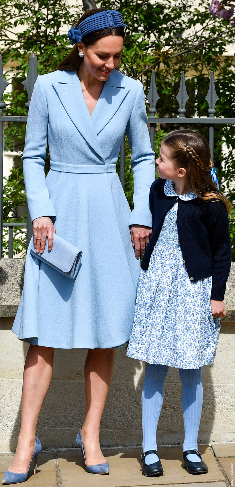 Cambridges coordinate in pastel blue for Easter Sunday Service