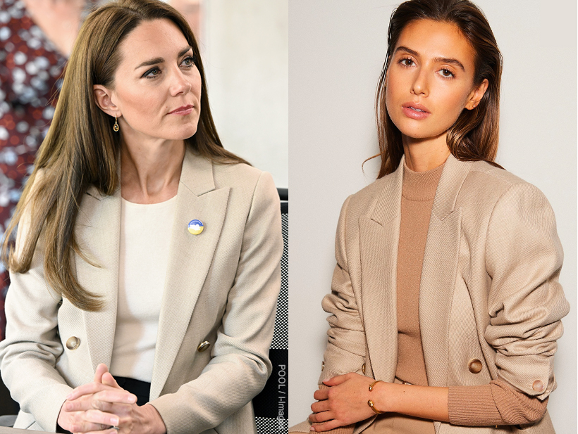 Kate Middleton Wears Beige Blazer By Reiss to Visit DEC HQ