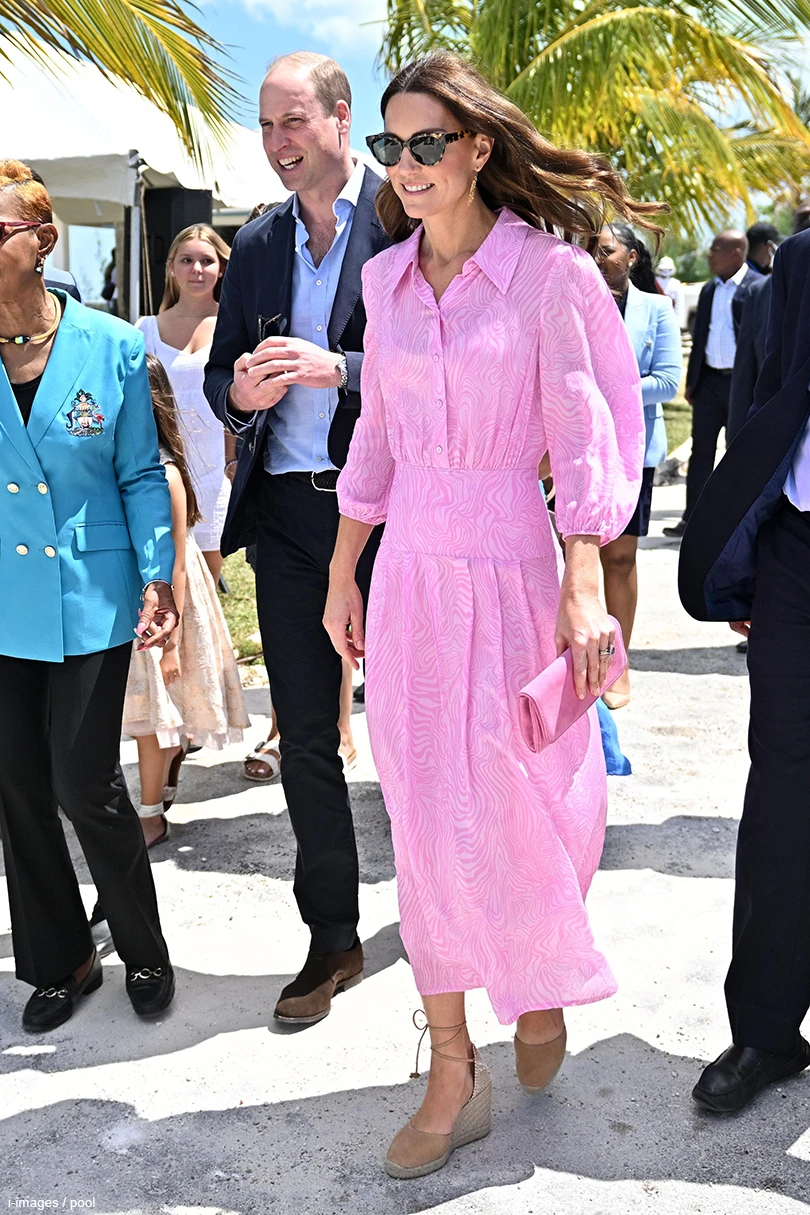 Rixo Izzy Dress in Pink worn by Kate Middleton in The Bahamas