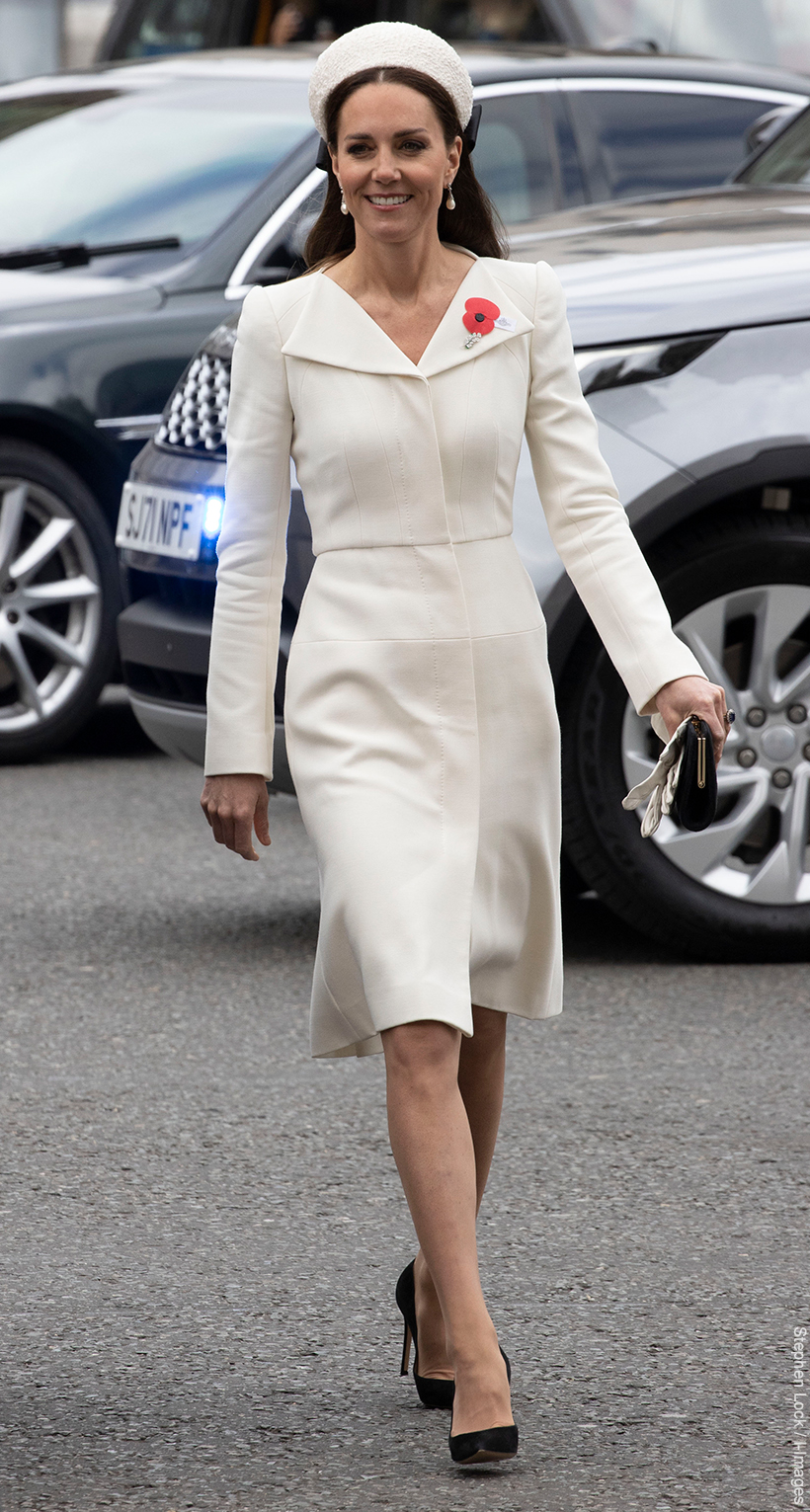 Kate in familiar ivory coat for Anzac Day service at Westminster Abbey