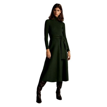 Kate Middleton's Massimo Dutti Bottle Green High Neck Dress with Belt