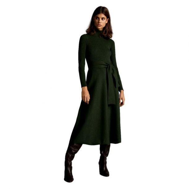 Kate Middleton s Massimo Dutti Bottle Green High Neck Dress with Belt