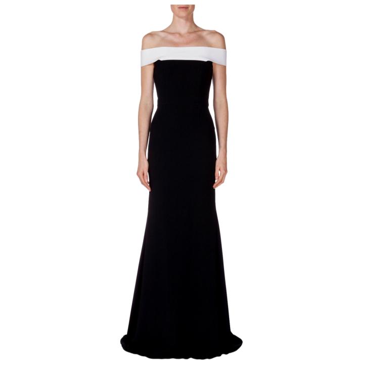 Roland Mouret Lamble Off-Shoulder Gown in Black & White