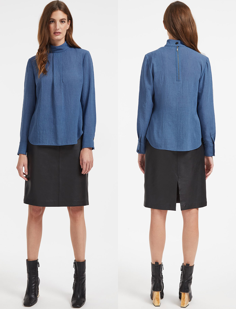 Kate Middleton s Cefinn Riley Funnel Neck Blouse in Cornflower Blue