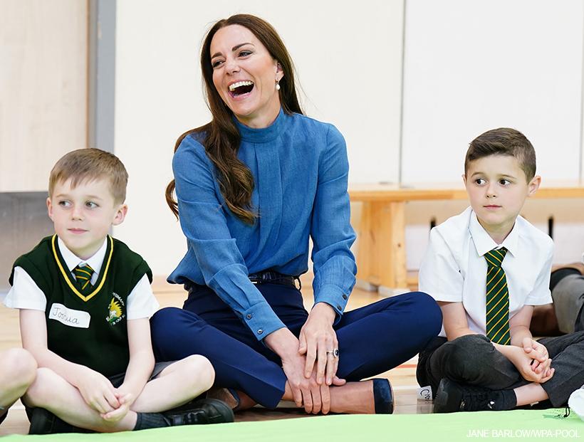 Kate Middleton s Cefinn Riley Funnel Neck Blouse in Cornflower Blue