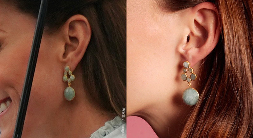 Kate Middleton wearing Carousel Jewels earrings to a garden party in 2022. 