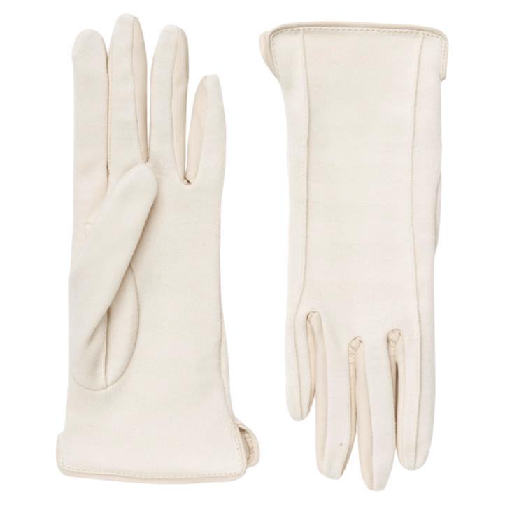 Cornelia James Maud Gloves with Leather Trim in Parchment￼