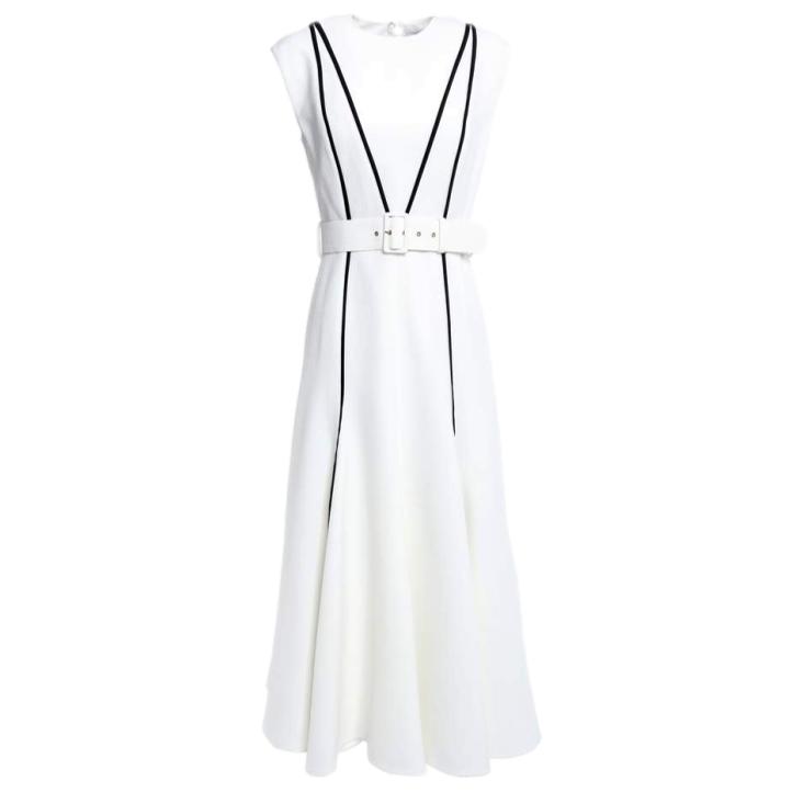 Emilia Wickstead Denvella Dress in White With Black Piping