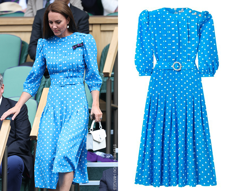 Kate Middleton in Blue Polka Dot Dress at Day 9 of Wimbledon Today 2022