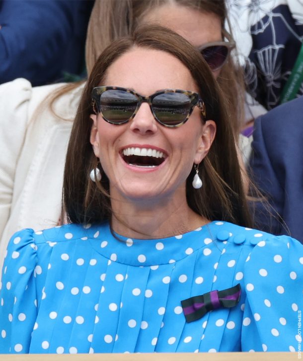 Kate Middleton in Blue Polka Dot Dress at Day 9 of Wimbledon Today 2022