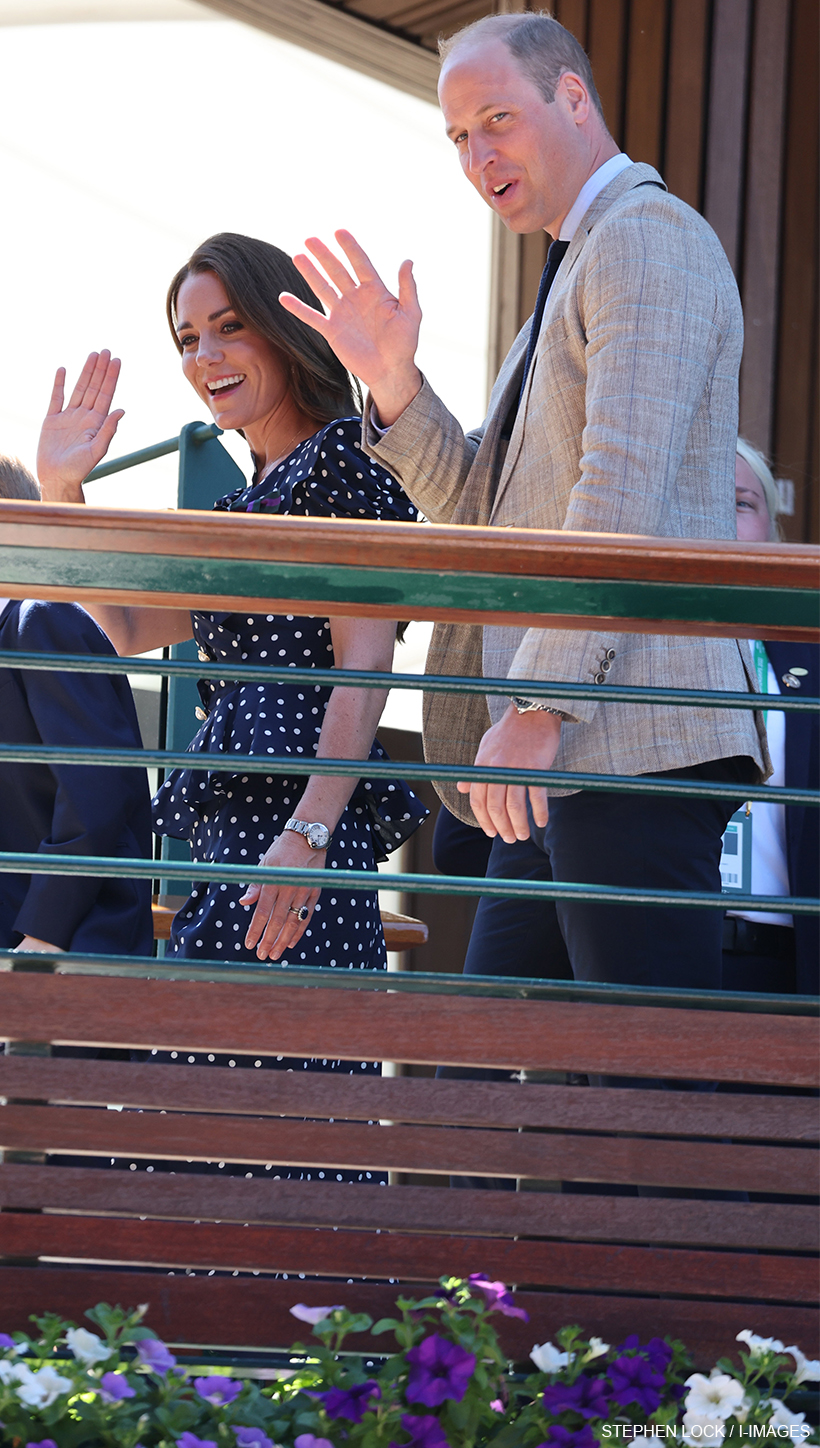 Kate Middleton in Blue Polka Dot Dress at Day 9 of Wimbledon Today