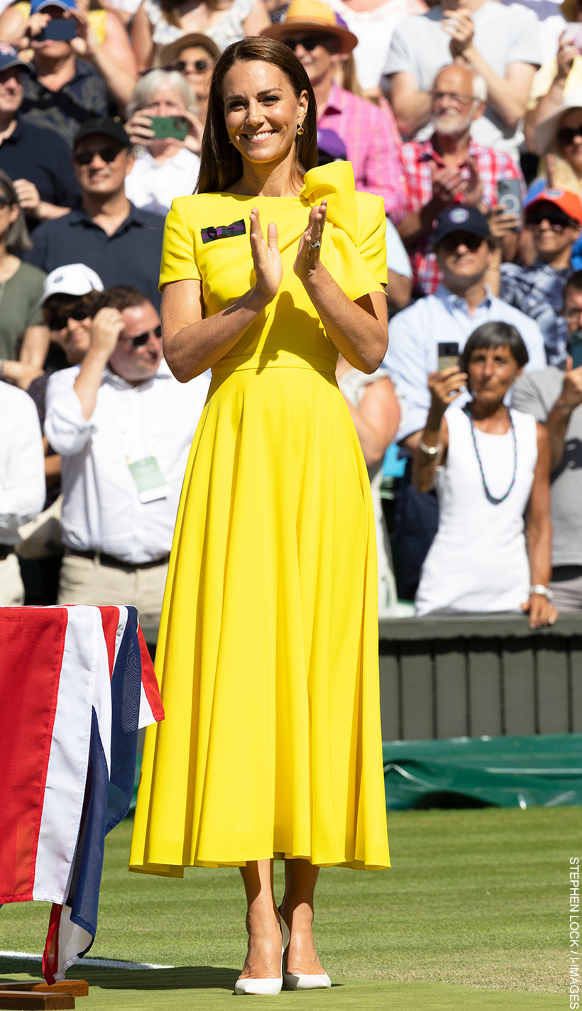 Kate Middleton in sunshine yellow Roksanda dress for Wimbledon 2022 Ladies’ Finals