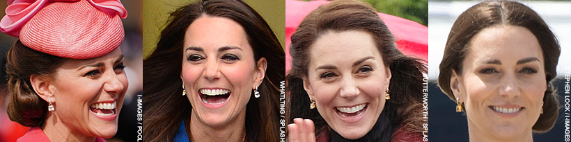 Additional images of Kate Middleton wearing Kiki McDonough's Cushion Drop gemstone earrings.