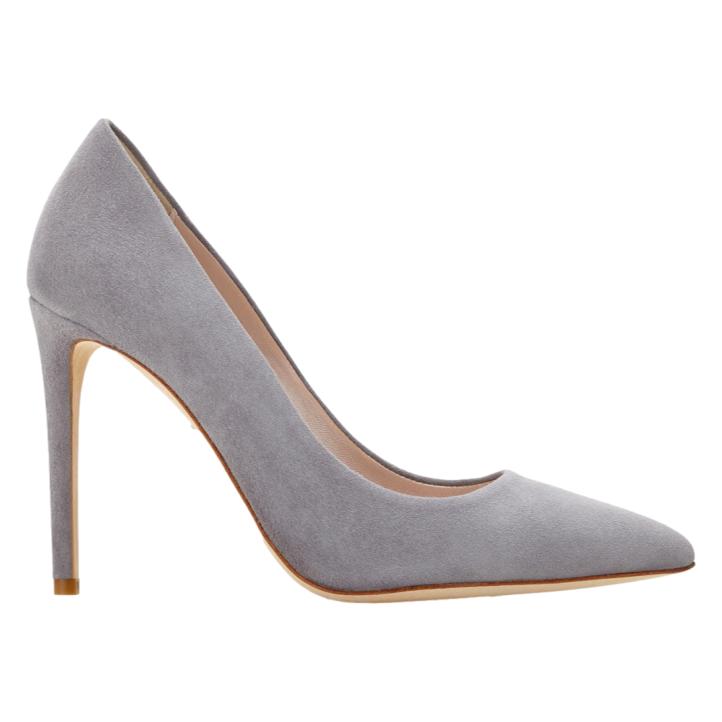 Emmy London Rebecca Court Shoes in Steel Grey Suede