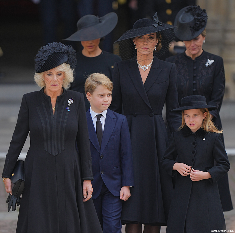 Kate Middleton and the royals at the funeral of HM Queen Elizabeth II. 