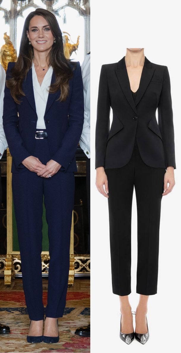 Kate Middleton meets Naval officers in navy blue suit