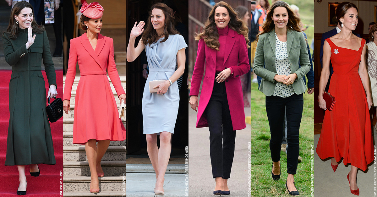 Kate Middleton wearing various outfits from her favourite brands, including Hobbs London, L.K. Bennett, Emmy London, Alexander McQueen, Ralph Lauren, Roksanda and more.