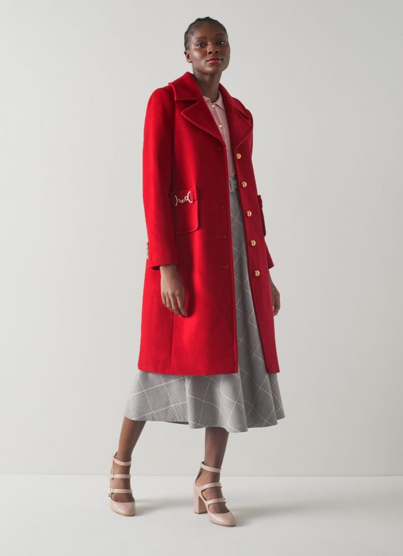 Red full hot sale length coat