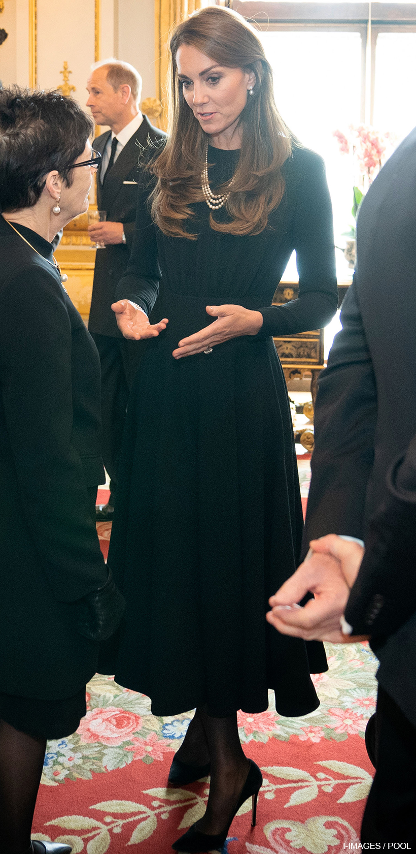 Kate Middleton layers Queen’s pearl necklace over black dress at Governors-General luncheon