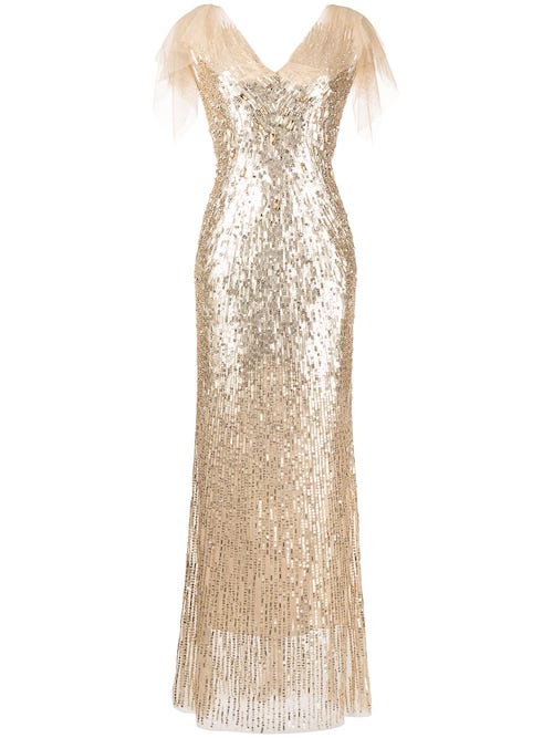 Jenny Packham Gold Sequin Gown