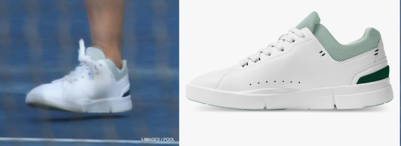 Composite image showing Kate Middleton's white tennis shoes next to the stock image from On Running's webiste. 