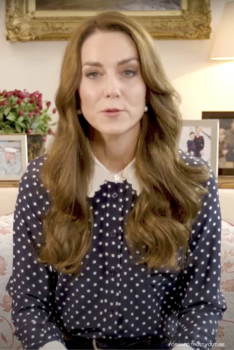 Kate Middleton rewears navy polka dot blouse in Addiction Awareness Week video