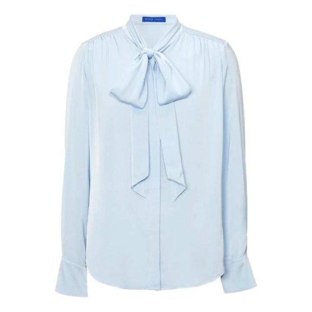 Kate Middleton's Winser London Silk Bow Blouse in Soft Blue