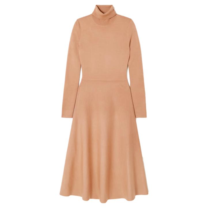 Gabriella Hearst Betti Double-Knit Cashmere/Silk Turtleneck Dress