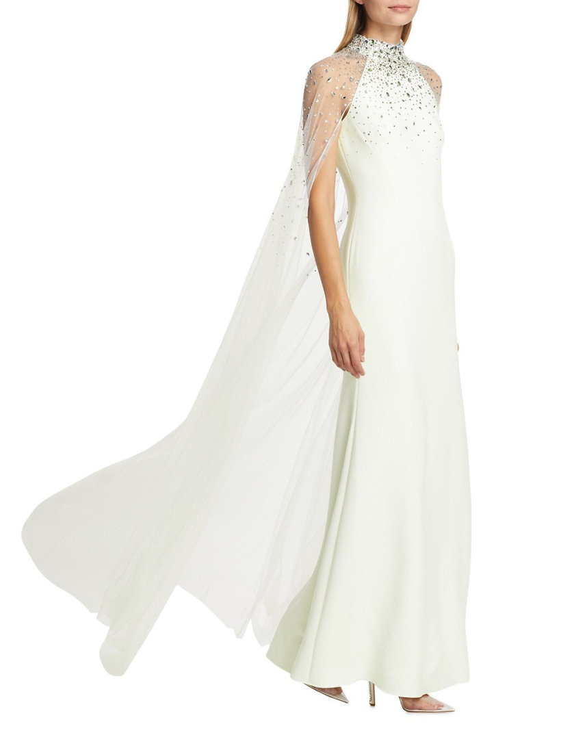 White evening gown with cape sale