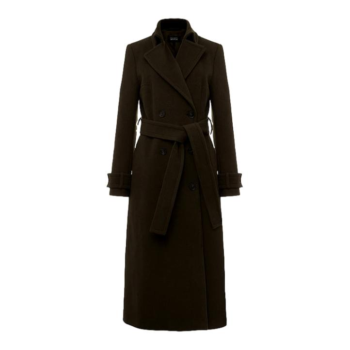 Hobbs Lori Wool Cashmere Blend Belted Long Coat In Olive Green