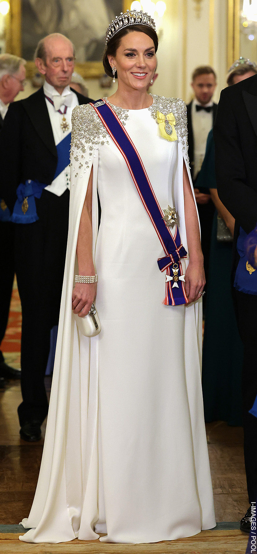 Kate Middleton Wows in White Glittering Gown at State Banquet