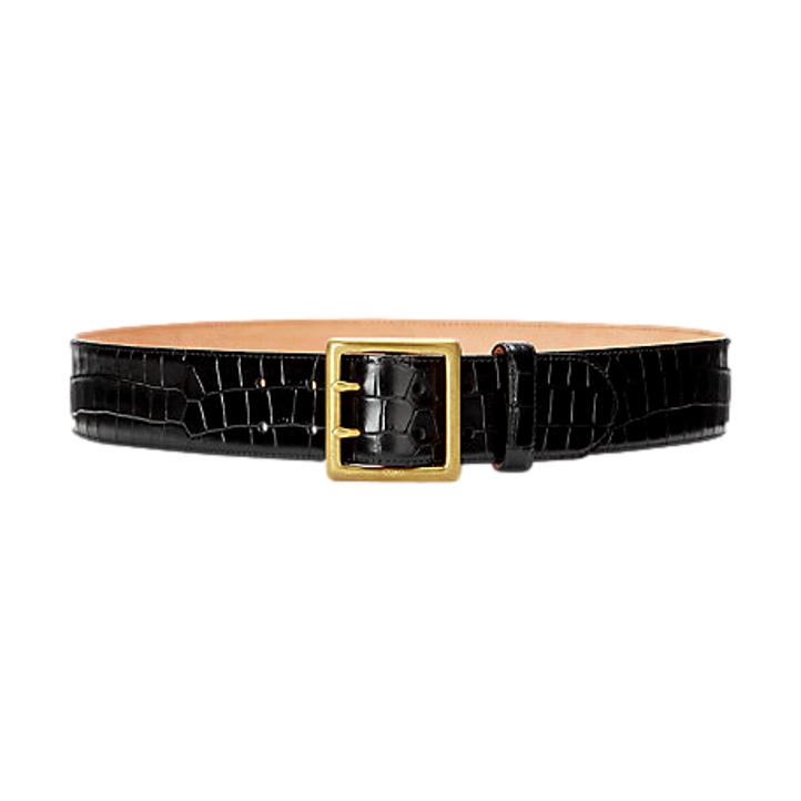 Polo Ralph Lauren Crocodile-Stamped Leather Belt