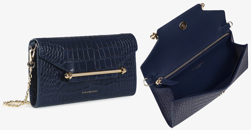 Strathberry Multrees Chain Wallet in Navy Embossed Croc - Kate Middleton  Bags - Kate's Closet