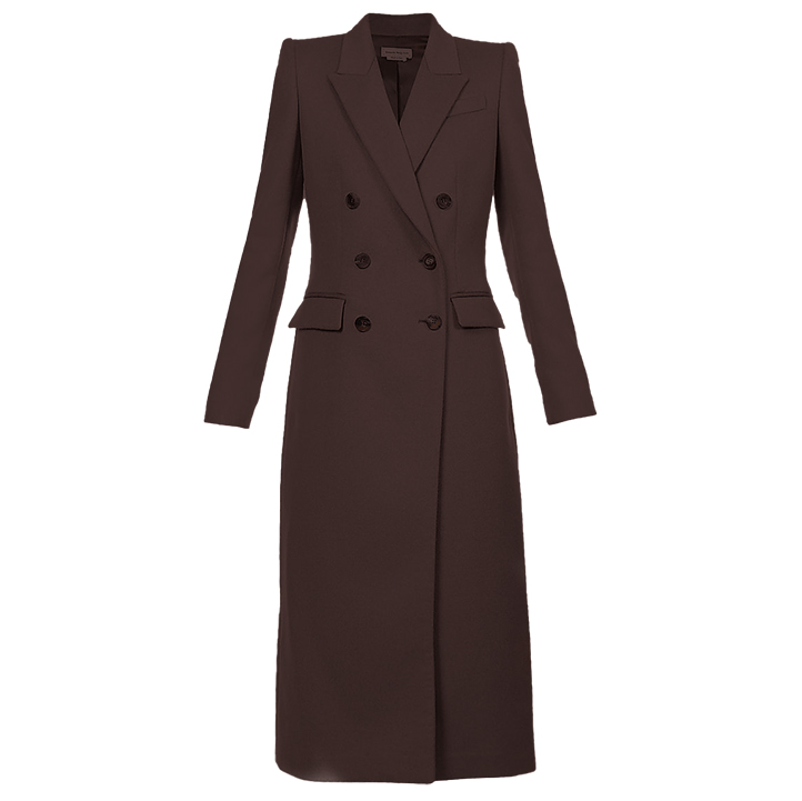 Alexander McQueen Double-Breasted Wool Coat, Brown