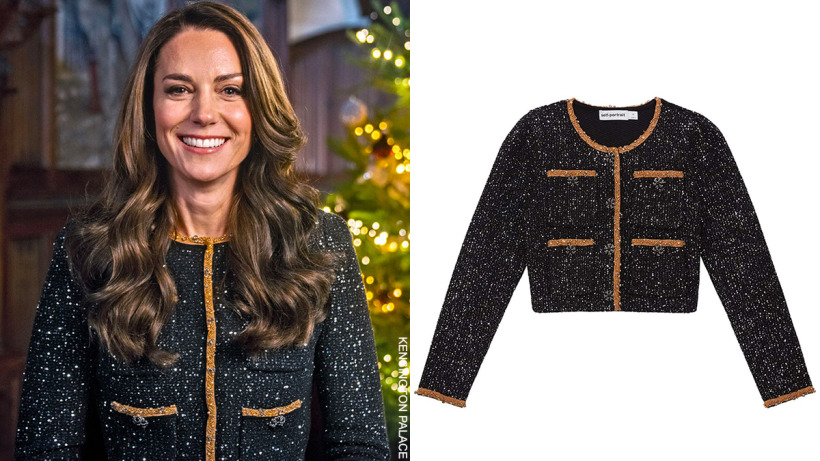 Kate Middleton's Self-Portrait Black Sequin Knit Crop Cardigan