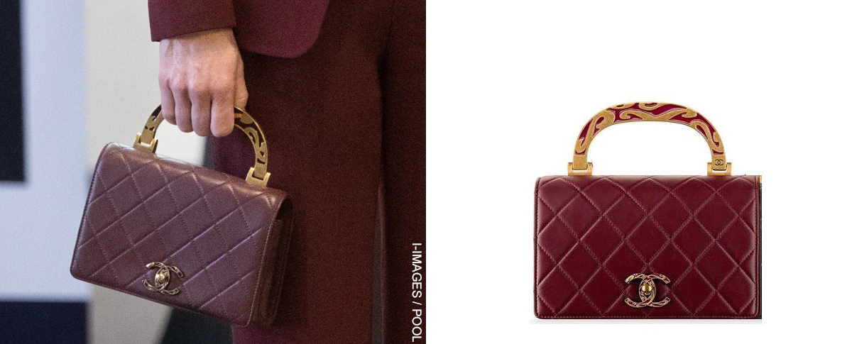 Chanel Burgundy Calfskin Flap Bag with Enamel Handle - Kate Middleton Bags  - Kate's Closet