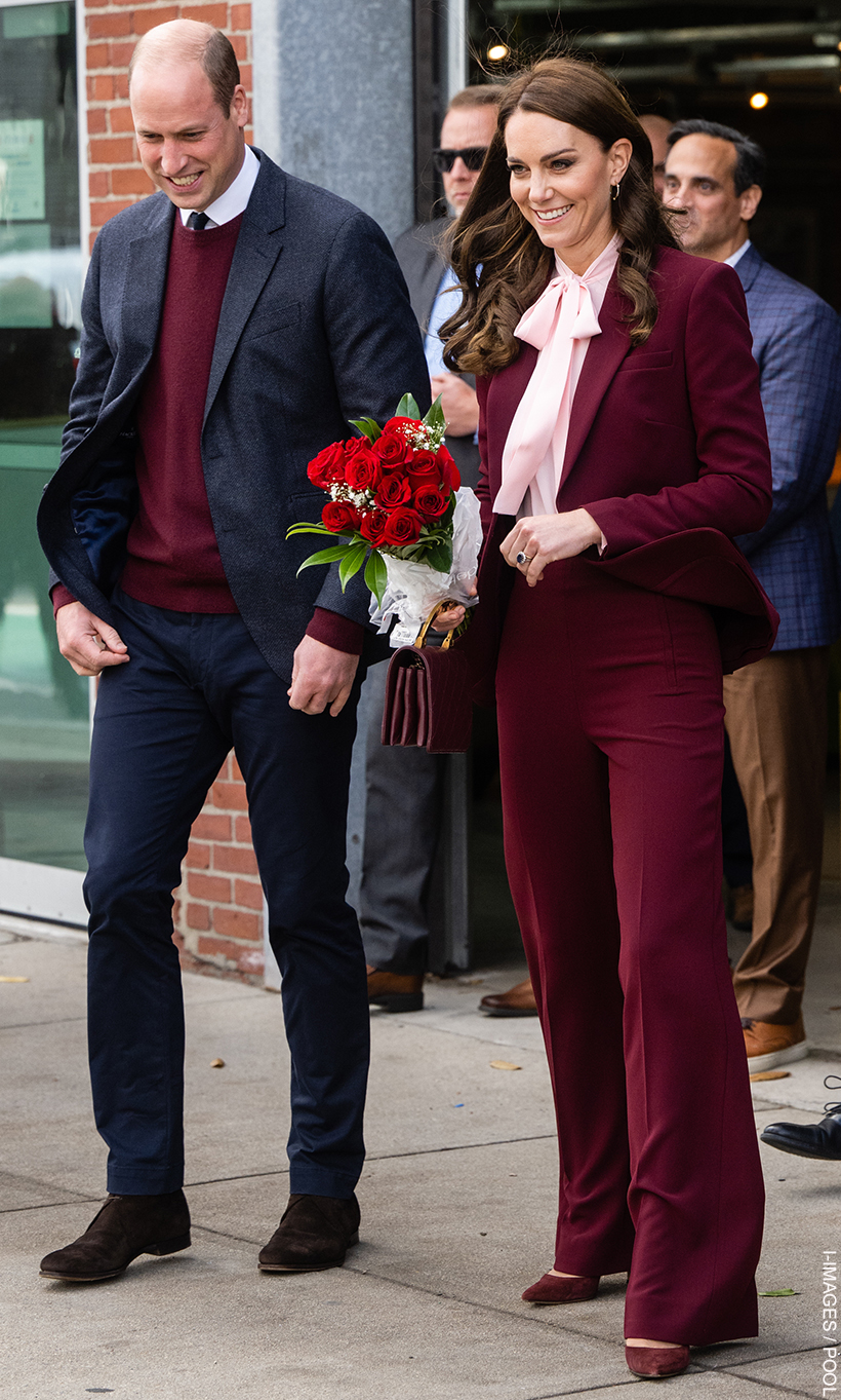 Burgundy For Boston! Kate Middleton chooses sleek tailored suit for second day in city