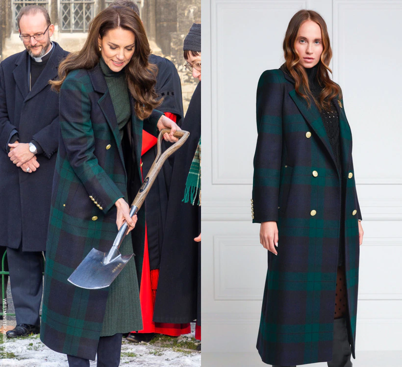 Kate Middleton's Tartan Coat by Holland Cooper in Green & Blue Blackwatch