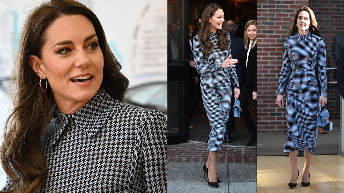 Kate Middleton's most polished and professional look yet? Princess wears houndstooth  dress to talk to Harvard experts about early childhood