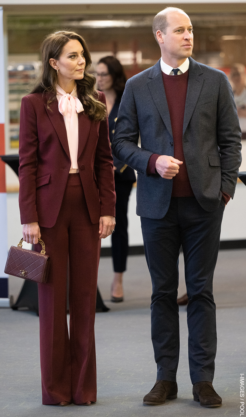 Kate Middleton carrying her burgundy Chanel bag in Boston