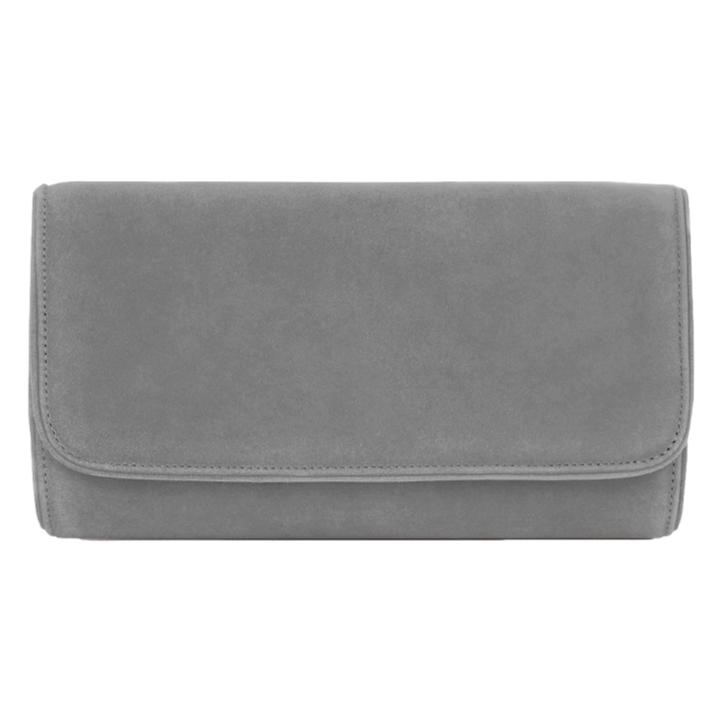 Emmy London Natasha Clutch in Steel Grey Suede