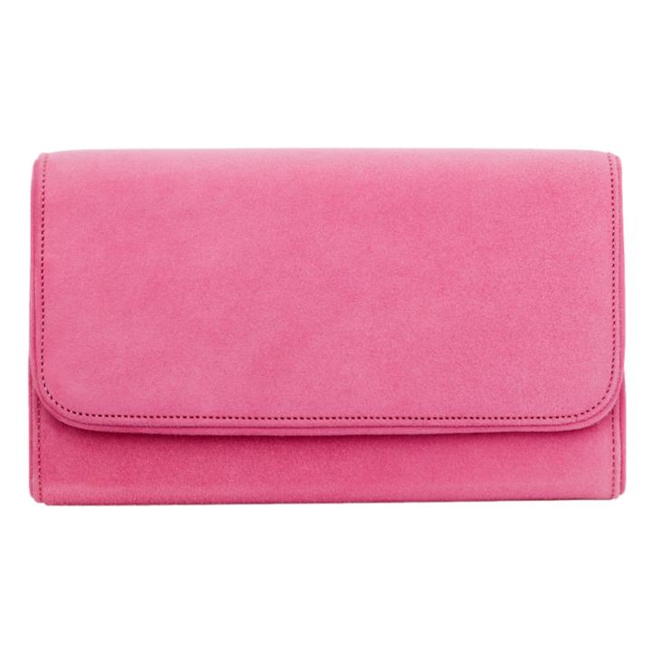 Emmy London Natasha Clutch in Cupcake Pink Suede