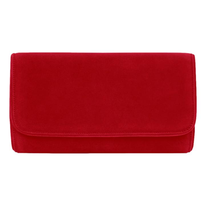 Emmy London Natasha Clutch in Lipstick Red Suede