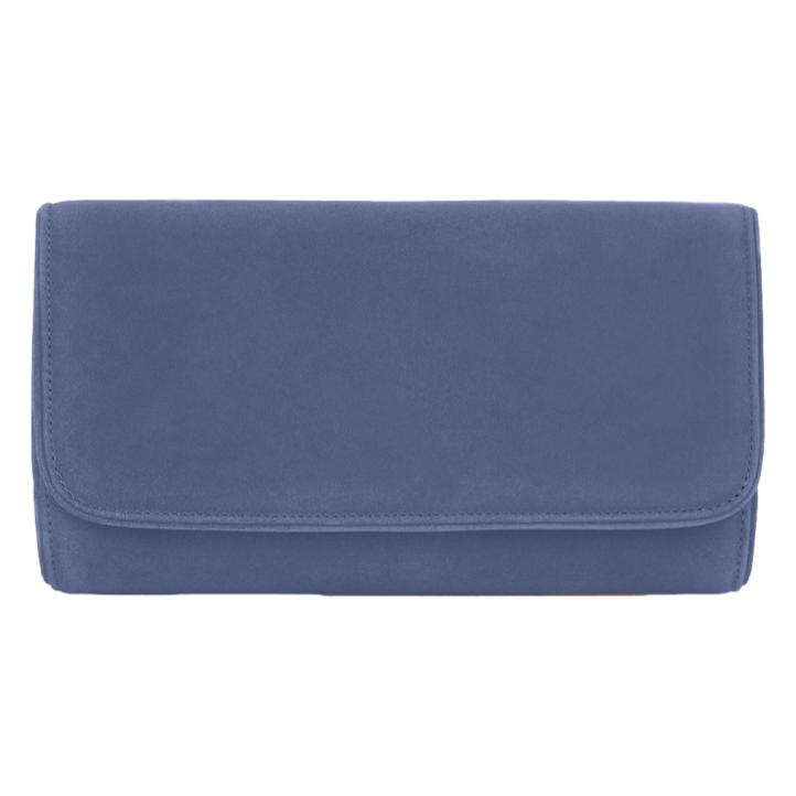 Emmy London Natasha Clutch in Riviera Blue Suede