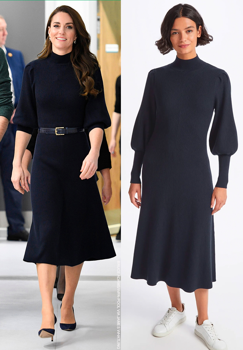 Kate Middleton s Cefinn Eva Wool Knit Maxi Dress in Navy