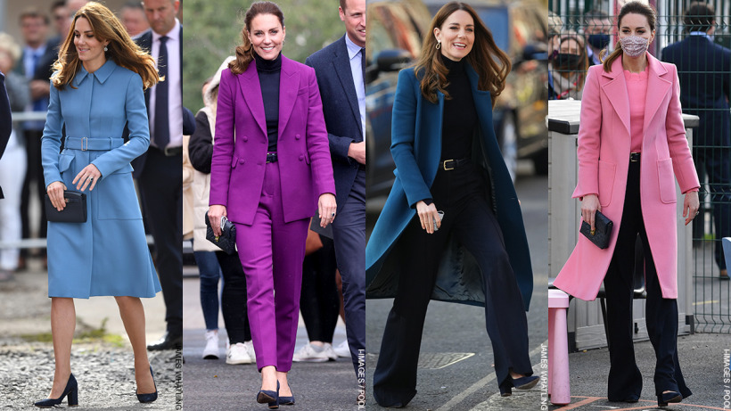 Kate Middleton in four different outfits - all finished with the Emmy London Josie pumps in midnight suede