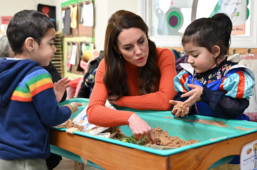 Kate Middleton remixes camel and navy for nursing home visit