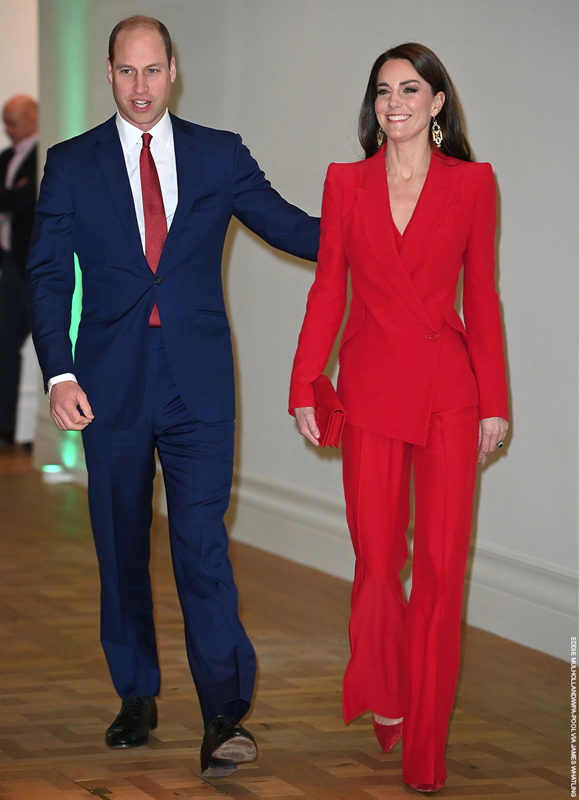 Kate Middleton wears red suit by Alexander McQueen for Shaping Us