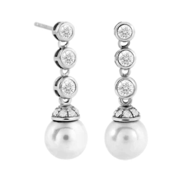 Faux pearl and diamond on sale earrings