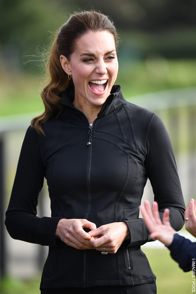 Kate Middleton wearing the Lululemon Define jacket in black during a visit to Derry-Londonderry in Northern Ireland, 2021